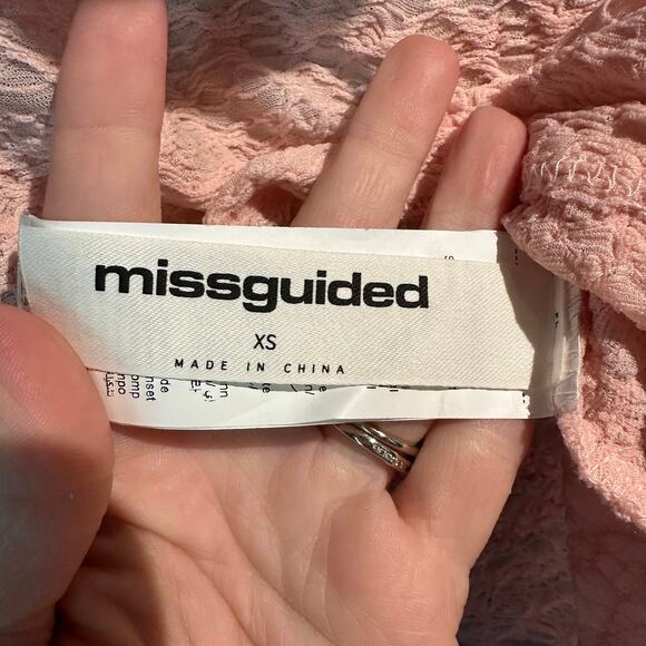 Missguided XSmall NWT Pink Lace long sleeve off the shoulder cowl neck Rave Date - Picture 4 of 8